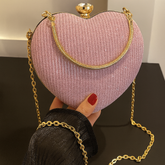 Midnight Elegance Heart Bag Heart-Shaped Luxury Mini Bag – Glitter Evening Purse with Chain | Kids & Women